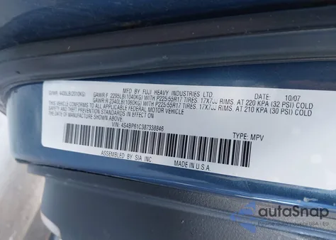 2008 Subaru Outback 2.5I/2.5I L.l. Bean Edition z USA, uszkodzony, nr VIN 4S4BP61C387338846